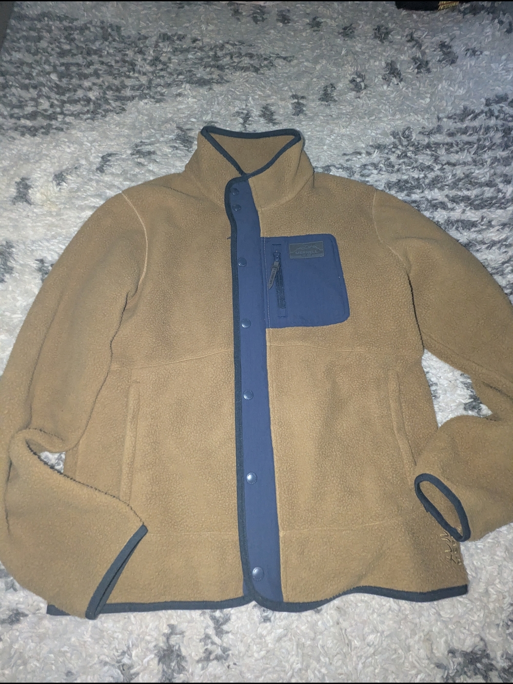 Merrell Tan Fleece Jacket with Navy Trim